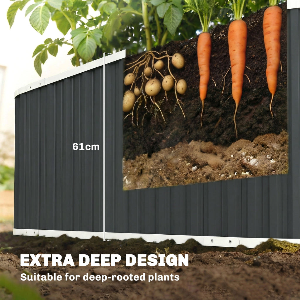7' x 2' x 2' Galvanized Raised Garden Bed with Gloves, Dark Grey