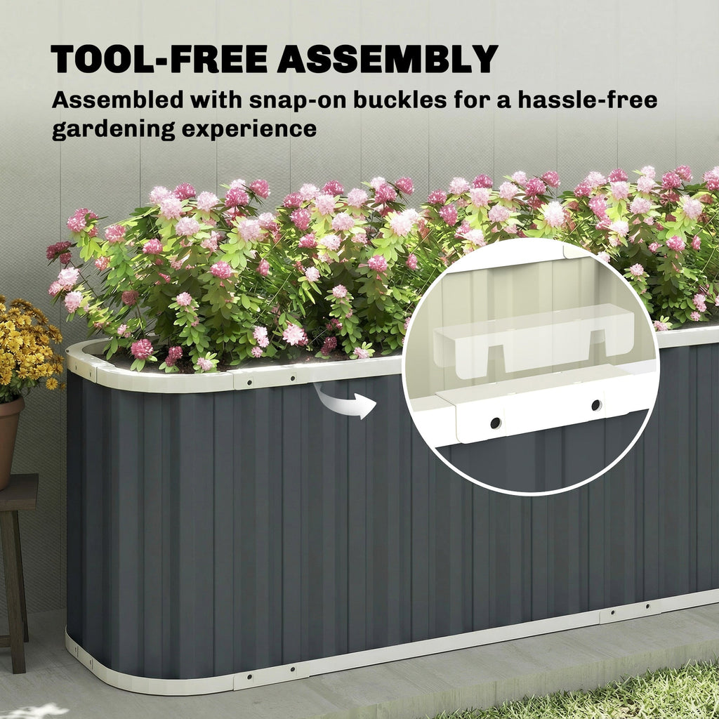 7' x 2' x 2' Galvanized Raised Garden Bed with Gloves, Dark Grey