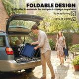 Set of 4 Folding Garden Chairs with High Back and Armrests, Navy Blue