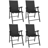 Set of 4 Folding Garden Chairs with High Back and Armrests, Black
