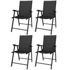Set of 4 Folding Garden Chairs with High Back and Armrests, Black