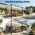 19' x 10' Pergola with Retractable Canopy, Cream White