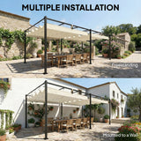 19' x 10' Pergola with Retractable Canopy, Cream White