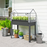 39.4" x 18.9" x 48.8" Raised Garden Bed with Cover, Dark Gray