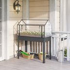 39.4" x 18.9" x 48.8" Raised Garden Bed with Cover, Dark Gray