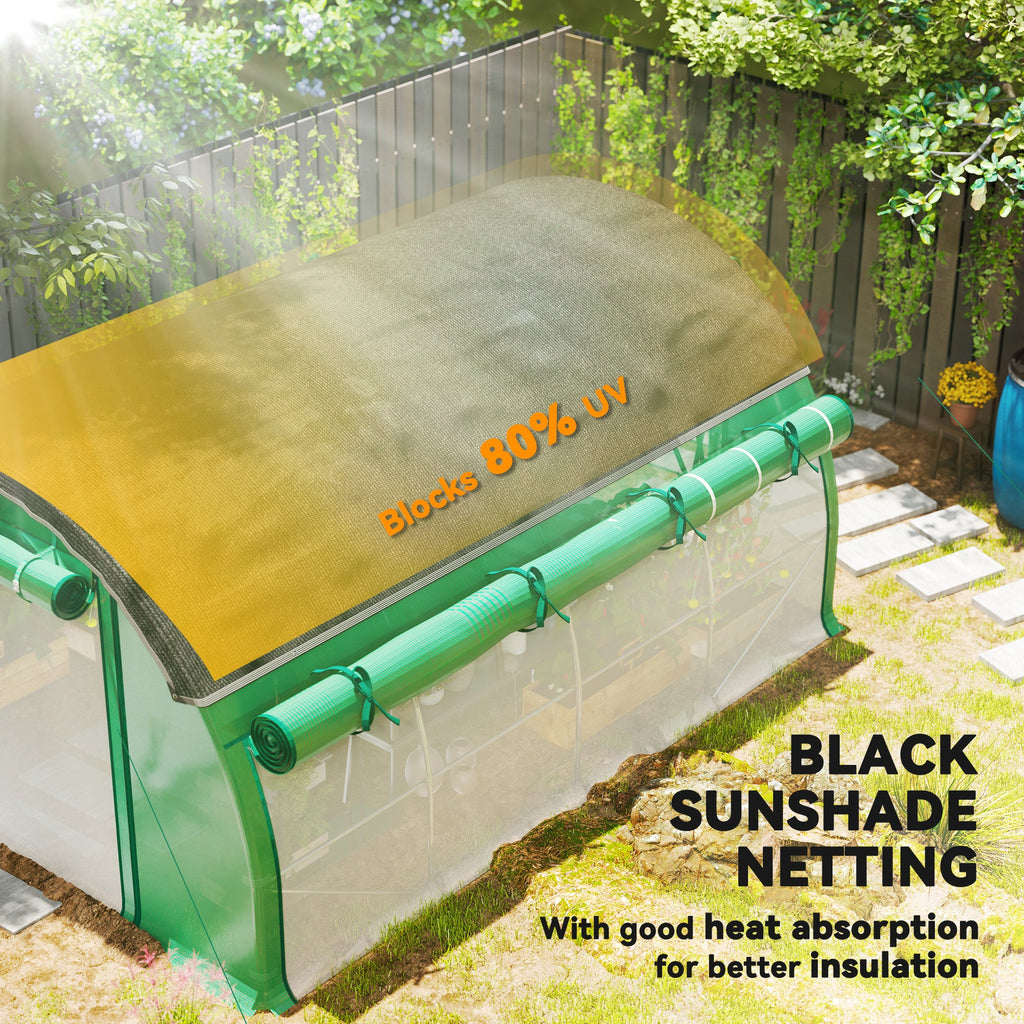 10' x 13' x 6.5' Walk-in Tunnel Greenhouse with 2 Doors, Green