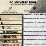 3 x 3 m Louvered Pergola with Adjustable Roof and Gutters, Coffee