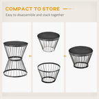 16" Steel Patio Side Table with Hourglass Design, Black