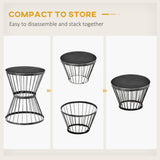 16" Steel Patio Side Table with Hourglass Design, Black