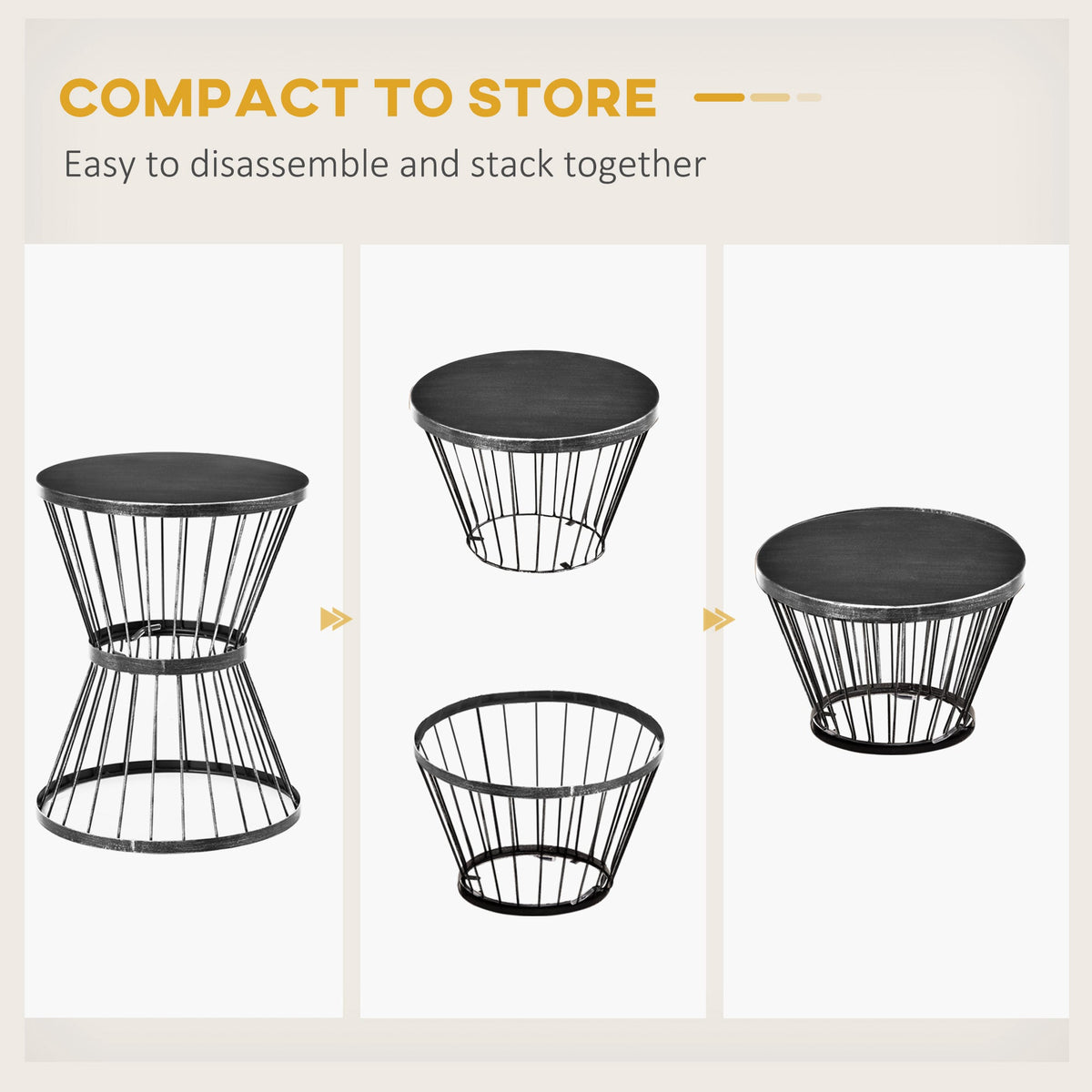 16" Steel Patio Side Table with Hourglass Design, Black