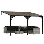 13' x 10' Lean-to Gazebo with Polycarbonate Roof, Brown