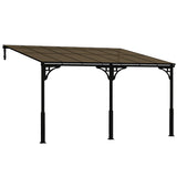 4 x 3 m Metal Lean-to Pergola with Polycarbonate Roof, Brown