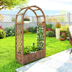 59.8" Raised Garden Bed with Arch Trellis for Climbing Plants, Dark Brown