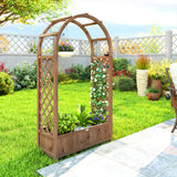 59.8" Raised Garden Bed with Arch Trellis for Climbing Plants, Dark Brown