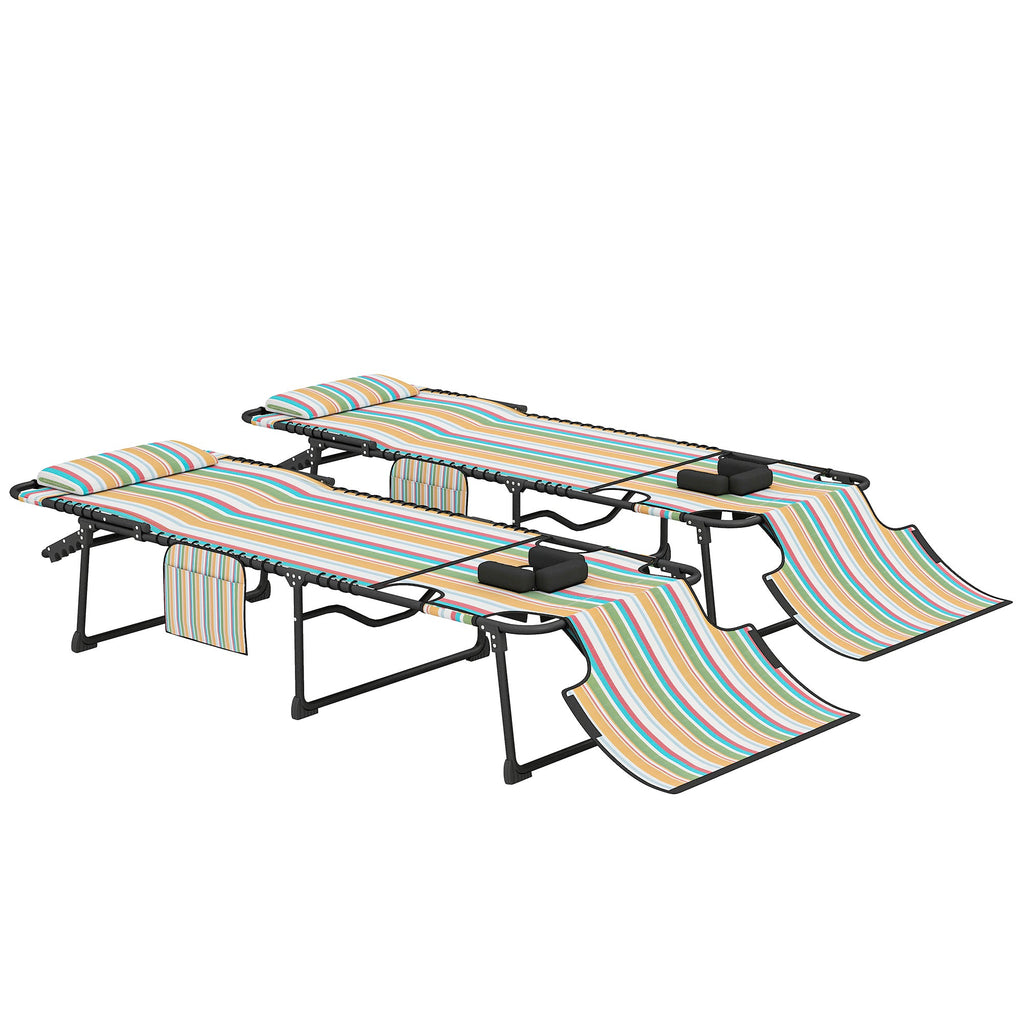 2-Piece Folding Chaise Lounge with Face Hole, Rainbow Striped