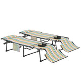 2-Piece Folding Chaise Lounge with Face Hole, Rainbow Striped