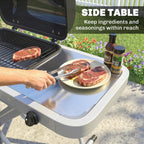Foldable Gas BBQ Grill with Side Table & Trolley, Grease Box, 2.5 kW, Black