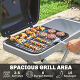 Foldable Gas BBQ Grill with Side Table & Trolley, Grease Box, 2.5 kW, Black