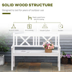 4FT 2-Seater Wooden Garden Bench with X-Shape Back, White