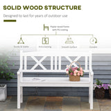 4FT 2-Seater Wooden Garden Bench with X-Shape Back, White