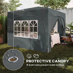 3 x 3 m Pop Up Gazebo with Sides, Carry Bag and UPF50+, Dark Grey