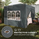 3 x 3 m Pop Up Gazebo with Sides, Carry Bag and UPF50+, Dark Grey