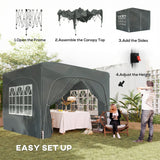 3 x 3 m Pop Up Gazebo with Sides, Carry Bag and UPF50+, Dark Grey