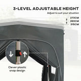 3 x 3 m Pop Up Gazebo with Sides, Carry Bag and UPF50+, Dark Grey