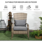 Patio Wicker Adirondack Chair with Soft Cushions, Mixed Grey