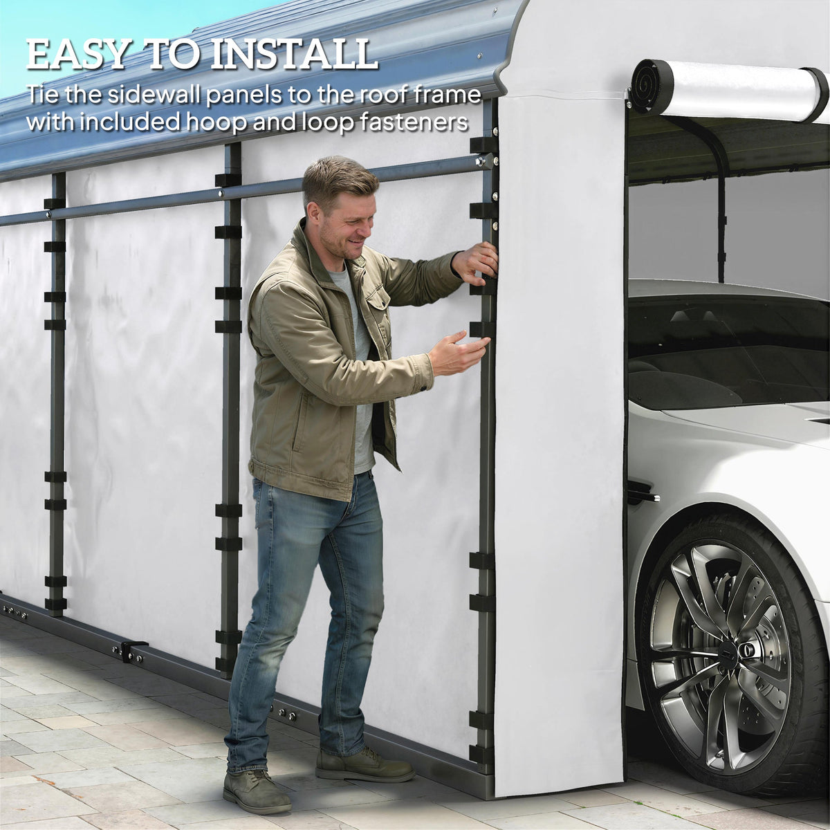 Carport Sidewall Panels Set of 4 for 10' x 15' Structures, White