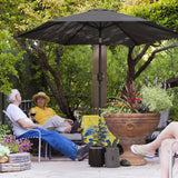 2.6 m Garden Parasol with Tilt, Crank, Vent & Aluminium Pole, Black