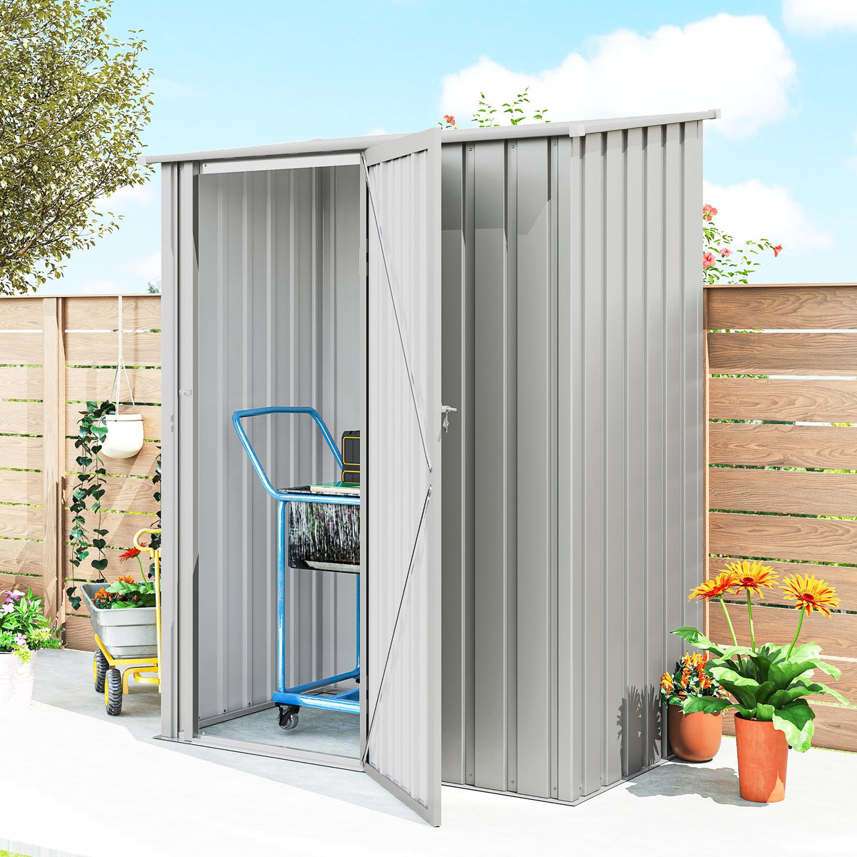 5ft x 3ft Garden Storage Shed with Sloped Roof and Lockable Door