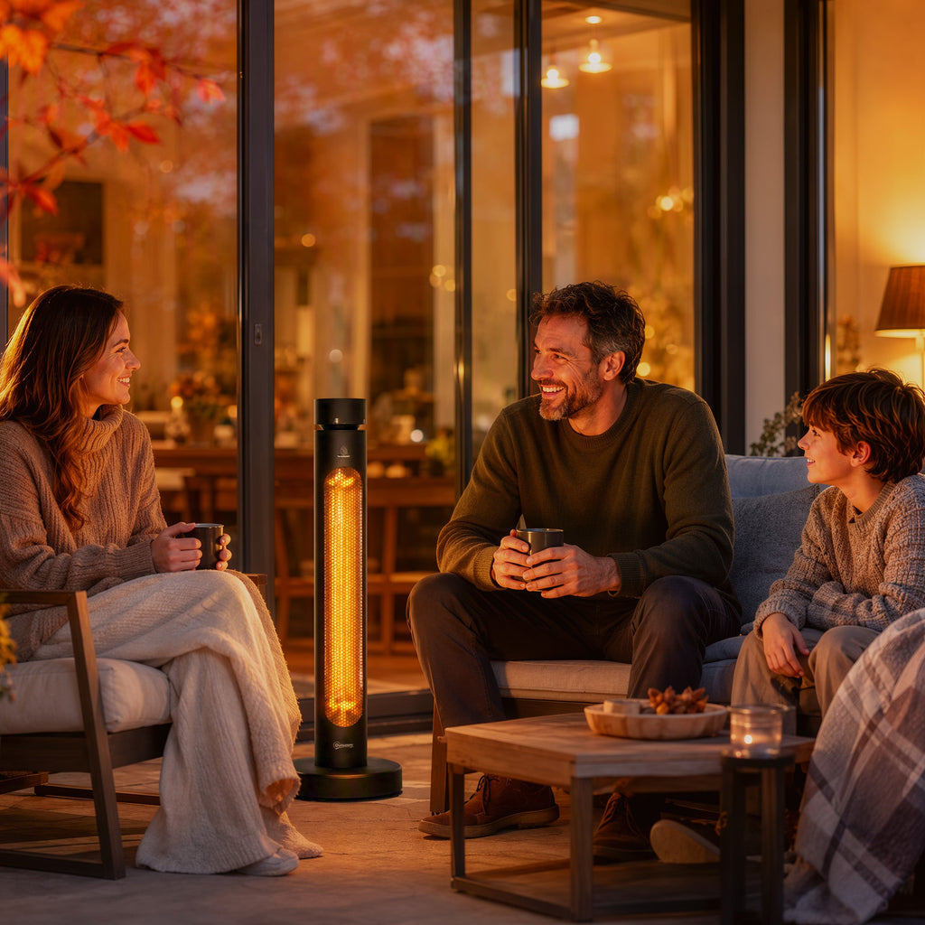2000W Electric Infrared Patio Heater with Remote & Oscillation, 8H Timer, Black