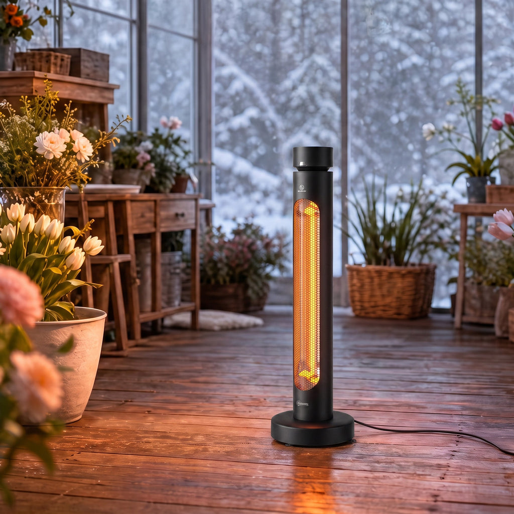 2000W Electric Infrared Patio Heater with Remote & Oscillation, 8H Timer, Black