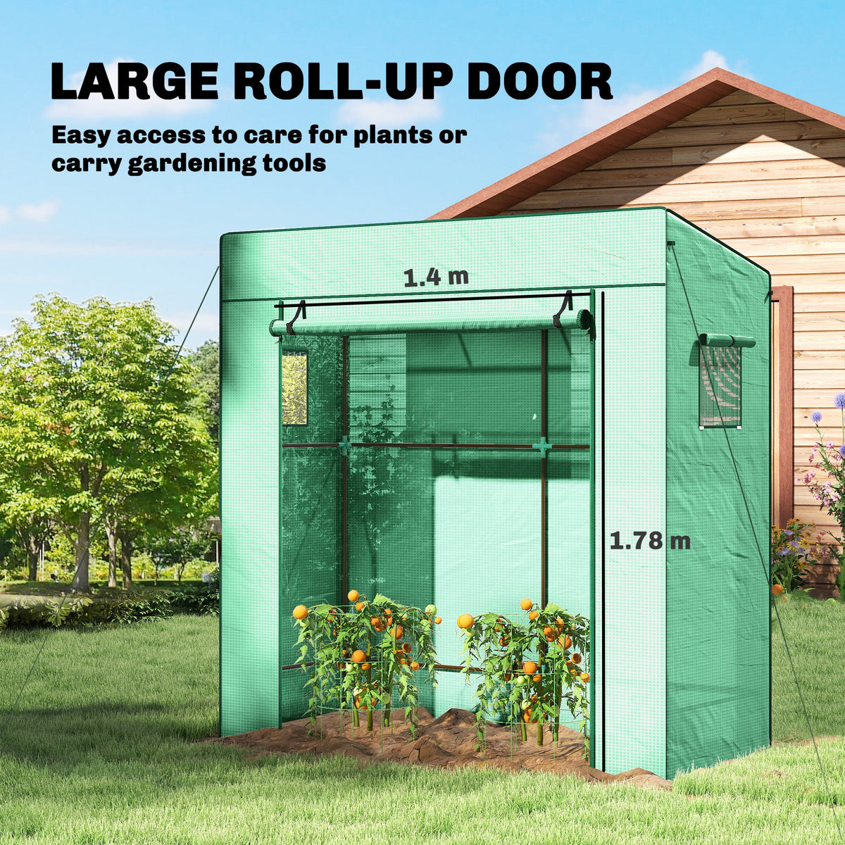 77.2" x 30.3" x 77.6" Lean-to Tomato Greenhouse, Green