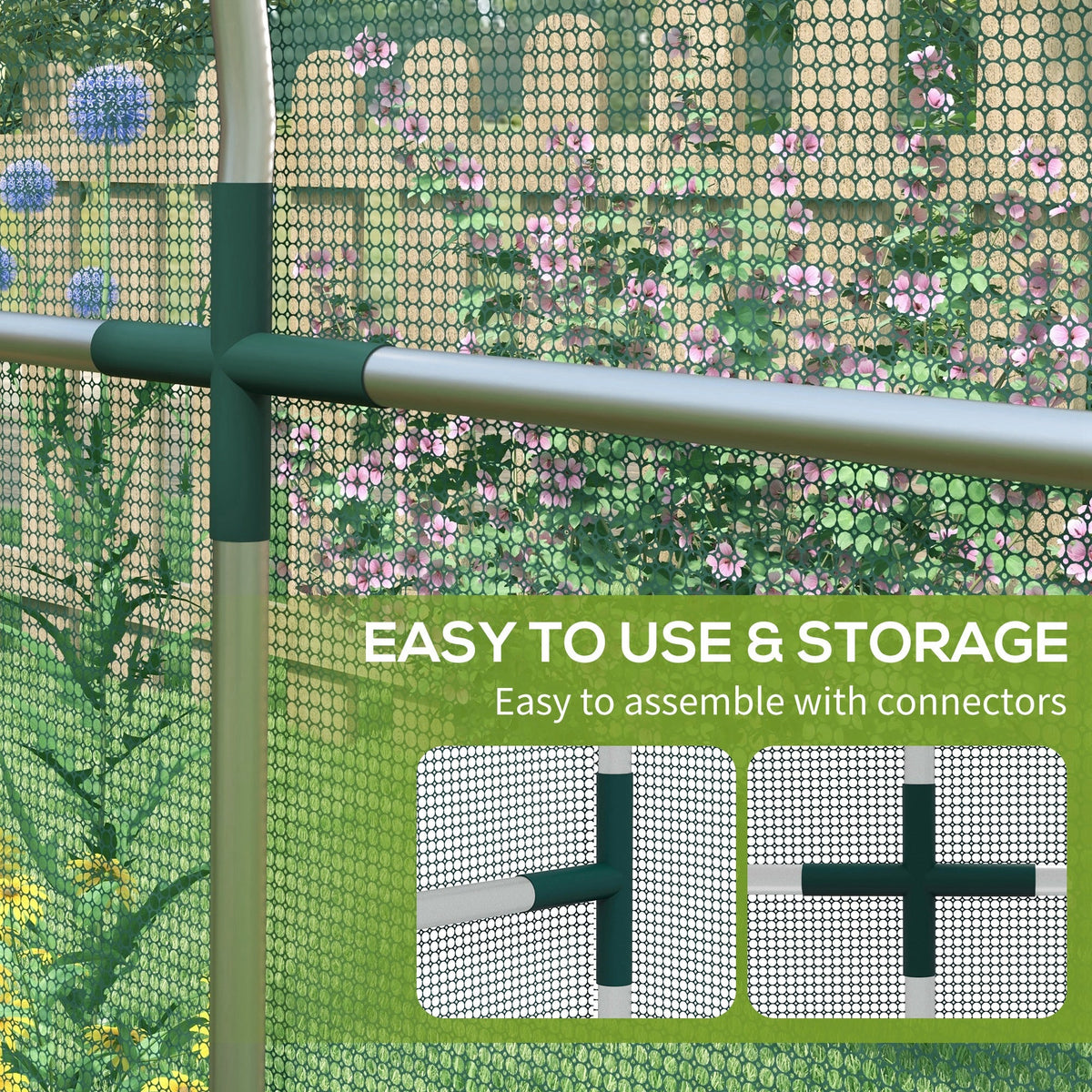 4' x 12' Crop Cage with Zippered Door, Green