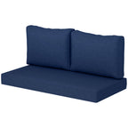 2 Seater Outdoor Seat Cushions with Backrest, Navy Blue