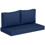 2 Seater Outdoor Seat Cushions with Backrest, Navy Blue