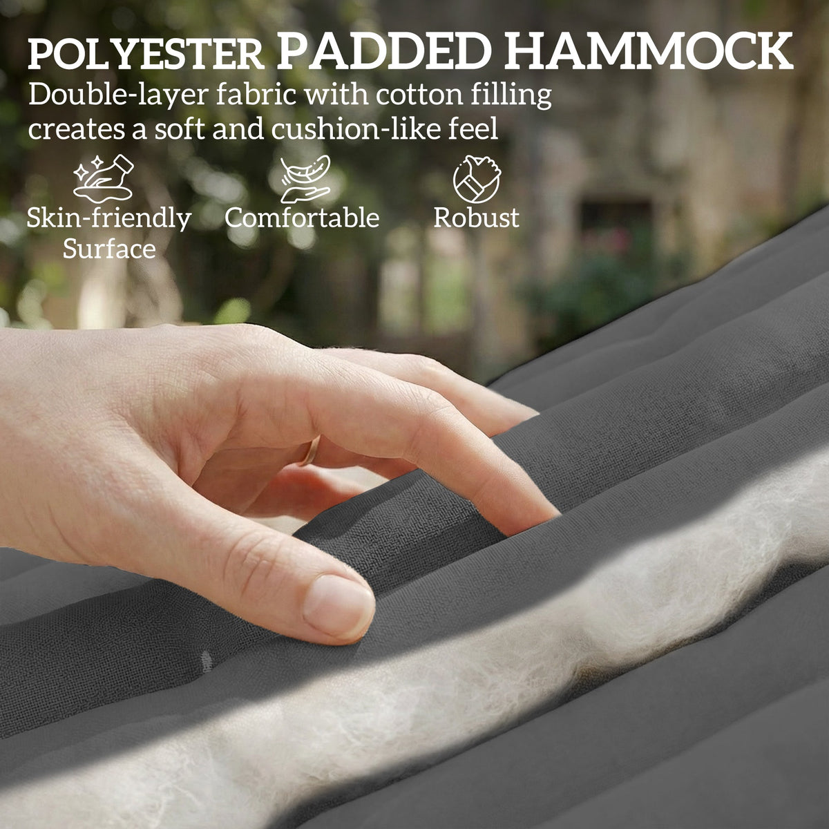 200 x 140 cm Double Hammock with Pillow and Pad, Grey