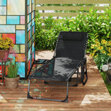 5-Level Adjustable Folding Chaise Lounge Chair with Side Table