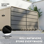 757 L Garden Storage Box with Wheels and Lockable Lid, Beige/Grey