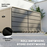 757 L Garden Storage Box with Wheels and Lockable Lid, Beige/Grey