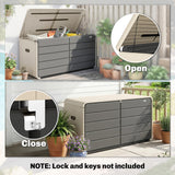 757 L Garden Storage Box with Wheels and Lockable Lid, Beige/Grey