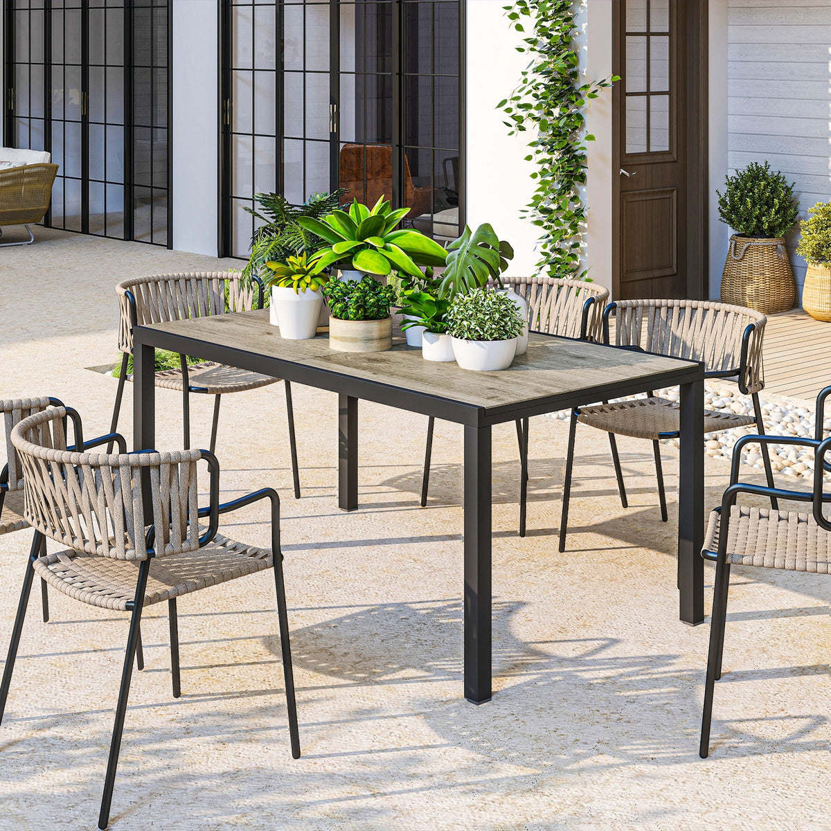 63"-94.5" Extendable Patio Dining Table for 6-8 People