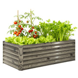 6' x 3' x 2' Galvanized Raised Garden Bed for Vegetables, Light Wood Effect