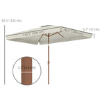 118.1" x 78.7" Patio Umbrella with Crank Handle and Adjustable Angle, White