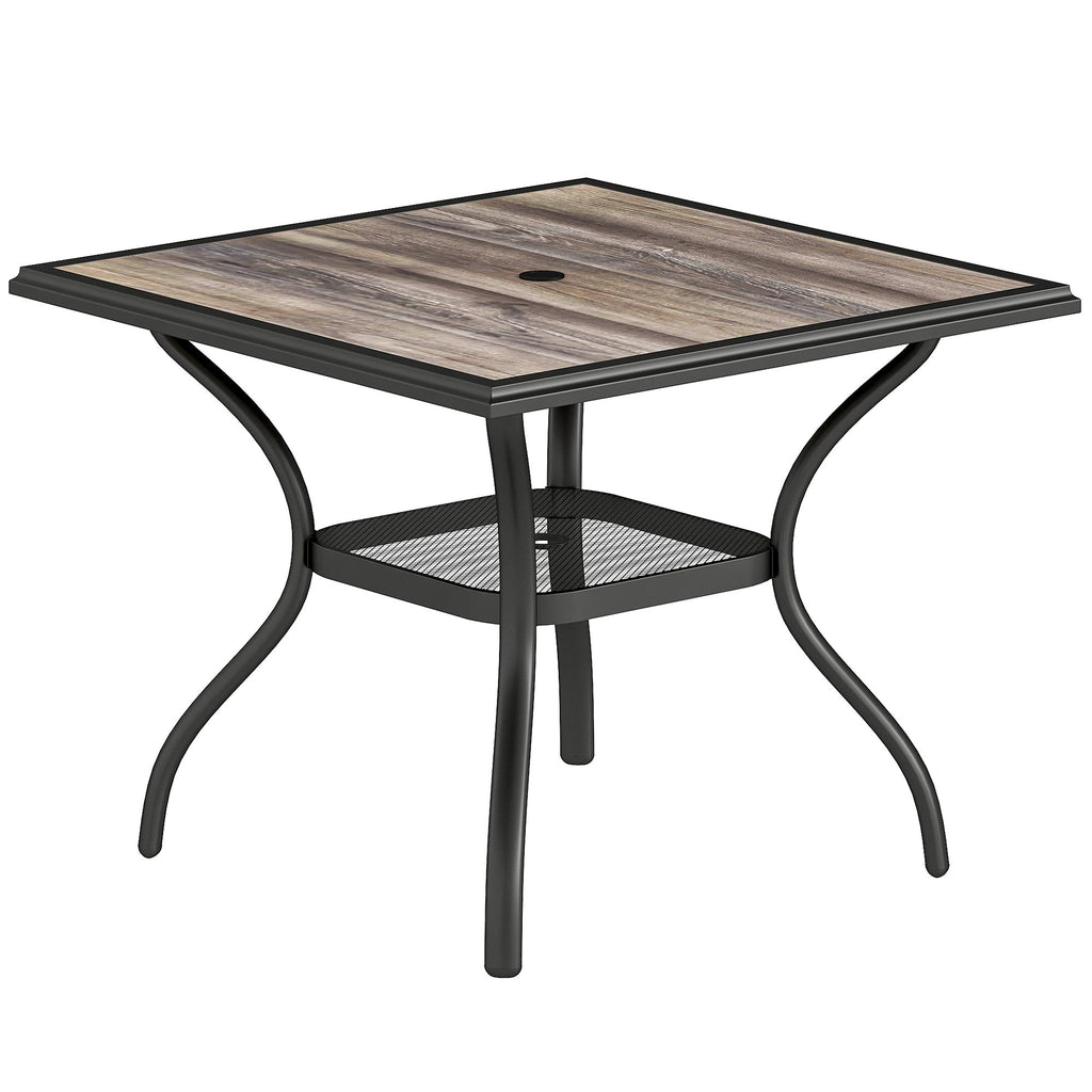 37" Square Outdoor Dining Table with Umbrella Hole, Gray