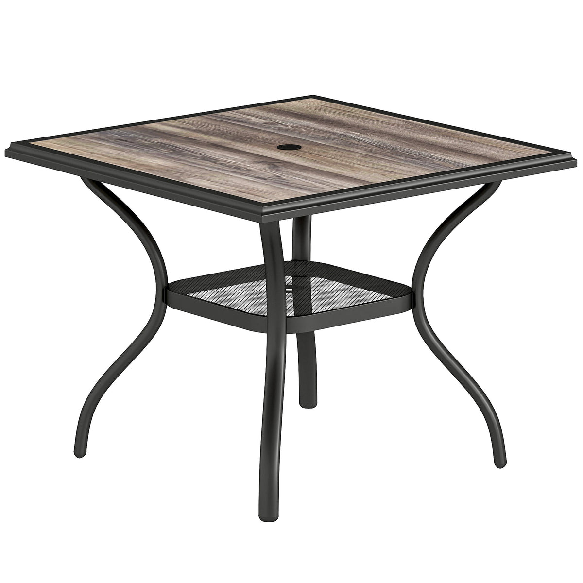 37" Square Outdoor Dining Table with Umbrella Hole, Gray
