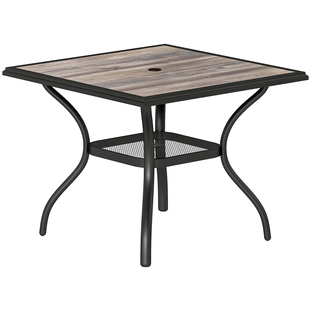 37" Square Outdoor Dining Table with Umbrella Hole, Gray