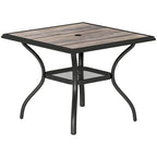 37" Square Outdoor Dining Table with Umbrella Hole, Gray